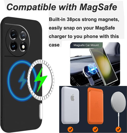 for OnePlus 12 Case, Built-in Strong Magnetic Compatible with MagSafe, Soft Silicone with Microfiber Lining Shockproof Phone Protection Cover Slim...