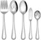 EUIRIO 5 PCS Serving Utensils Set, Stainless Steel Large Hostess Serving Set, Include Serving Spoon, Slotted Spoon, Serving Fork, Sugar Spoon and ...