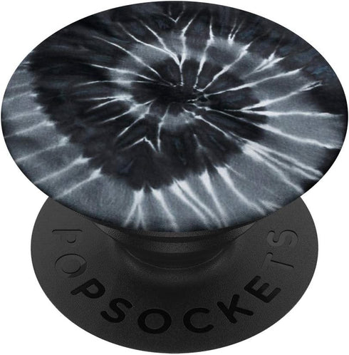 Black and White Tie Dye Swirl Monochrome Hippie Spiral Gift PopSockets PopGrip: Swappable Grip for Phones & Tablets......