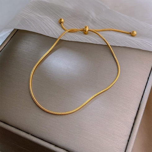 Pingyongchang Thin Chain Bracelets Anklet for Women Adjustable Chain Anklet Bracelet Vintage Fashion Simple Pull Thin Chain Metal Anklet Female Fo...