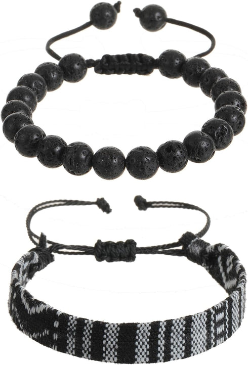 LUBINGSHINE 2pcs Boho Surfer Bracelet Set Women & Men - Handmade Summer Beach Bracelets - Adjustable & 100% Waterproof - Festival Accessories - Be...