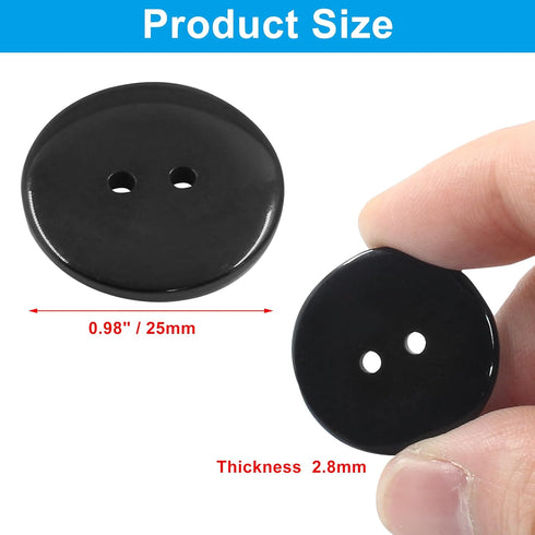 50 Pcs Premium 2-Hole Resin Sewing Buttons - Black Round Mixed Buttons for Sewing, DIY, and Holiday Decoration (Black)...