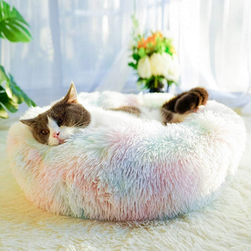 otoez Kitten Puppy Bed Extra Small XS Round Dog Cat Beds Anti Anxiety Plush Pet Calming Donut Bed with Non-Slip Waterproof Bottom, Washable (15.7"...
