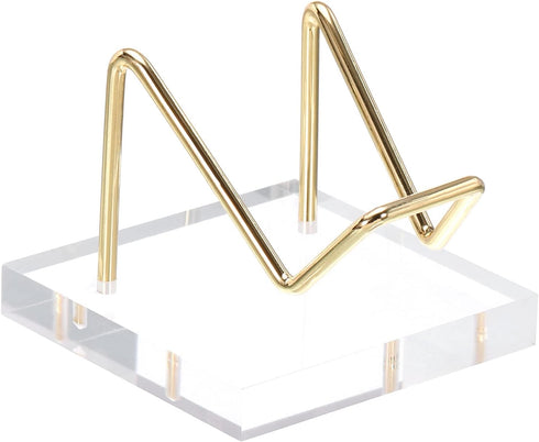 PATIKIL 2" x 2" x 1.5" Acrylic Display Stands, Display Easel Holder Metal Arm Crystal Display Stand for Mineral Gemstone Style 1, Clear...