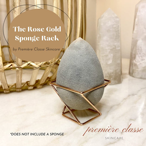 Beauty Sponge Holder - Rose Gold Foundation Beauty Blender Holder - Makeup Brush Organizer Rack Case - Vanity Storage - Display Make Up Puff Spong...