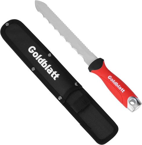 Goldblatt Insulation Knife, 8 Inch Stainless Steel Blade - Serrated Sharp Double Side Utility Knife Tool for Cutting Heat Material, Styrofoam - Ro...