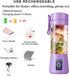 Portable Blender Cup,Electric USB Juicer Blender,Mini Blender Portable Blender For Shakes and Smoothies, juice,380ml, Six Blades Great for Mixing,...