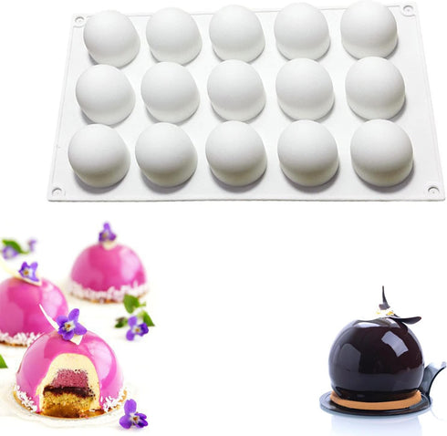 OCPO Kitchen Truffle Silicone Mold for Baking Mousse Cake French Dessert Pastry Chocolate Pudding Cupcake, Non-Stick & Easy Release, Truffle Ball ...
