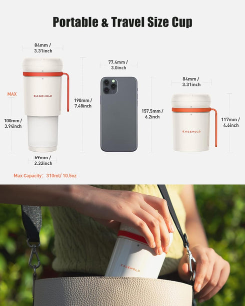 EASEHOLD Portable Blender, Personal Blender for Shakes, Mini Blender USB Magnetic Rechargeable, Travel Juicer Cup with Ultra Sharp 4 Blades, BPA-F...