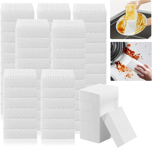 50Pack Magic Sponge Eraser, 2X Density Melamine Sponge Foam Pads, Reusable Multi-Functional Cleaning Sponges Scrub for Kitchen Dishes, Bathtub, Fu...