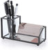 Hipiwe Glass Business Card Holder Metal Pen Pencil Storage Holder for Desk Clear Business Card Display Organizer Case for Office Home,2 Slots,Blac...