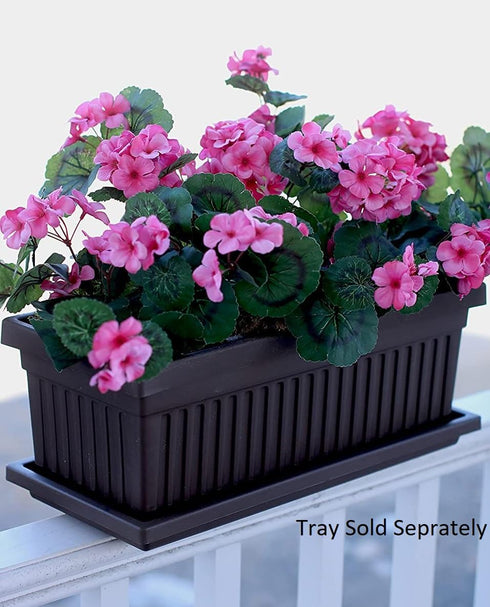 The HC Companies 18 Inch Venetian Rectangular Window Planter Box - Lightweight Plastic Indoor Outdoor Plant Pot with Drainage for Windowsill, Herb...