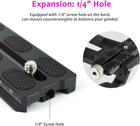 Aluminum Quick Release Plate 120mm for DJI Ronin SC Gimbal,Camera Mounting Plate Compatible Arca-Swiss with 1/4" Hole for Gimbal Stabilizer Tripod...
