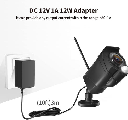 Tonton 12V 1A 10ft AC/DC Long Power Supply Adapter Cord 12W Wall Charger AC 100V-240V to DC 12 Volt with 8 Tips for LED Strip Light, CCTV Camera, ...