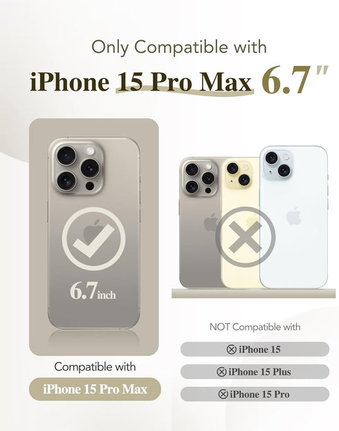 BERFY Magnetic for iPhone 15 Pro Max Case, Compatible with Magsafe, Built-in 9H Tempered Glass Screen Protector & Full Camera Protection, Full Bod...