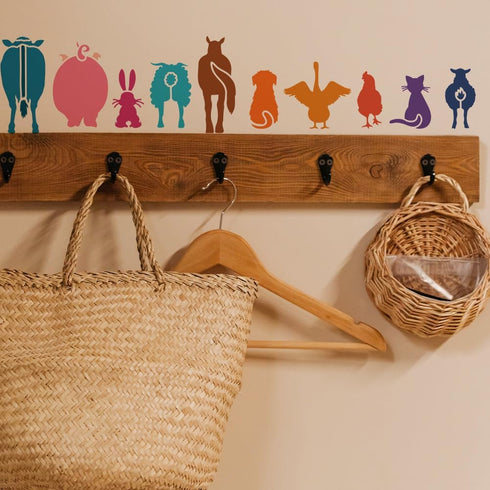 FINGERINSPIRE Farm Animal Painting Stencil 8.3x11.7inch Reusable Animals Back View Pattern Drawing Template Cows Sheep Horse Rabbit Cat Dog Goat S...