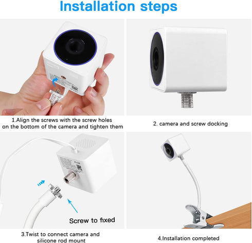 Gooseneck Clip Wall Mount for Wyze Cam OG and More Cameras with 1/4" Threaded Hole...