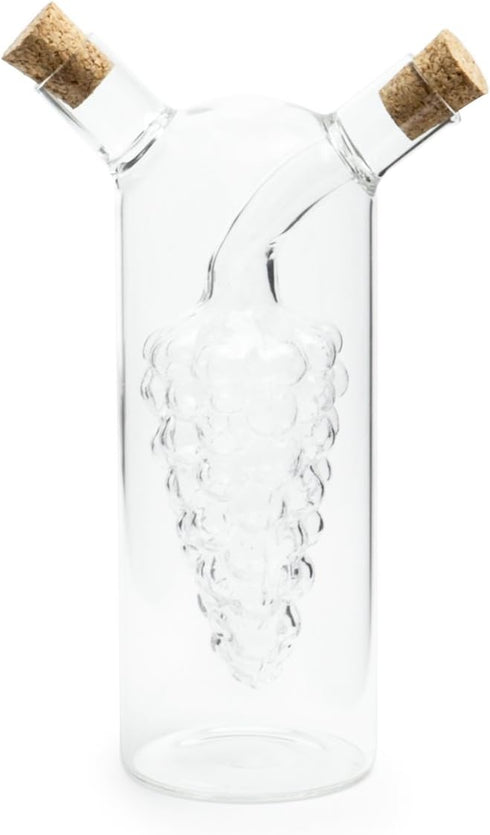 Fox Run 7050 Run Grape Motif Oil and Vinegar Cruet Dispenser Bottle, Clear Borosilicate Glass...