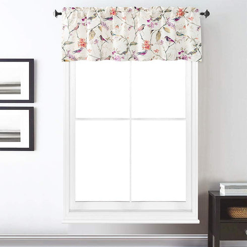 VOGOL Bird Pattern Kitchen Valances for Windows, Pocket Window Curtains Valance for Living Room 52 Inch Wide by 18 Inch Long...