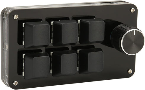 One Hand Macro Mechanical Keyboard, 6 Key Mini Keypad with Knob, DIY Programmable Keyboard for Gaming, Designers and Video Editors...