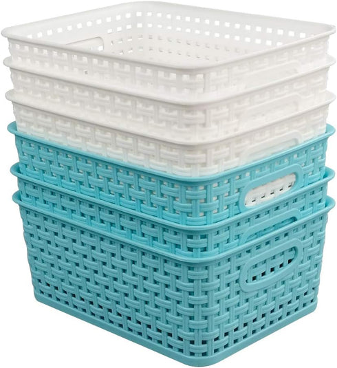Vababa Plastic Storage Baskets/Storage Bins, Pack for 6...