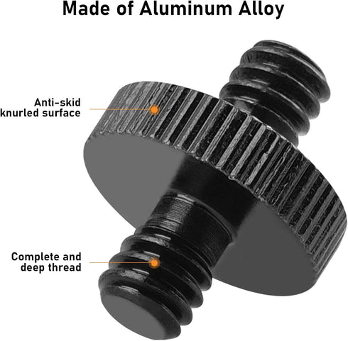 1/4" Male to 1/4" Male Threaded Tripod Screw Adapter Double Head Stud Standard Mounting Thread Converter for Camera Cage Mount Light Stand Monopo ...