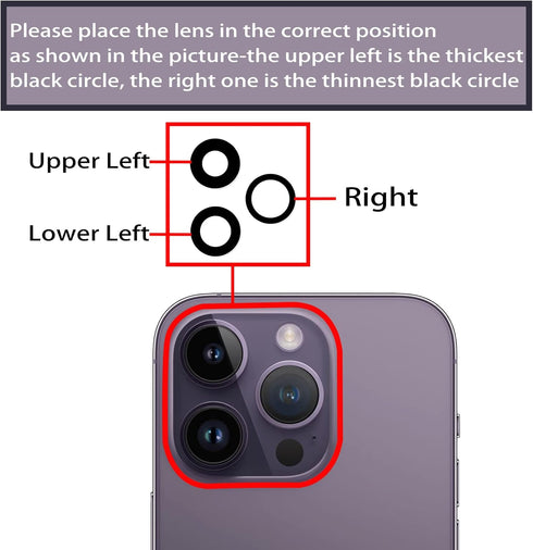 3pcs/Set 14 Pro Rear Back Camera Glass Lens Replacement for iPhone 14 Pro Camera Glass Lens Covers Replacement with Adhesive Preinstalled + Replac...