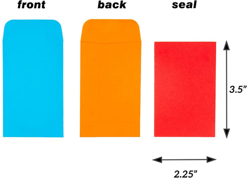 ESSENTIAL #1 200 Piece Coin Envelopes 2.25" x 3.5" with Gummed Flap, Small Parts Envelope for Home and Office Use (Assorted -200)...