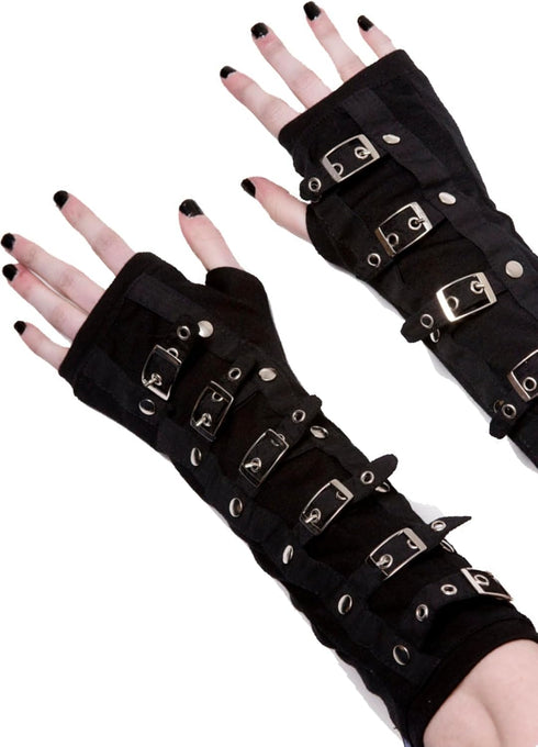 Pretty Attitude Goth Arm Warmers Buckle Armwarmer Gothic Gloves Emo Accessories...