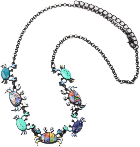 Crystal Antique Rose Gold/Silver Plated Crab Necklace Ocean Pendant Novelty Jewelry for Women Charm Party Gift...