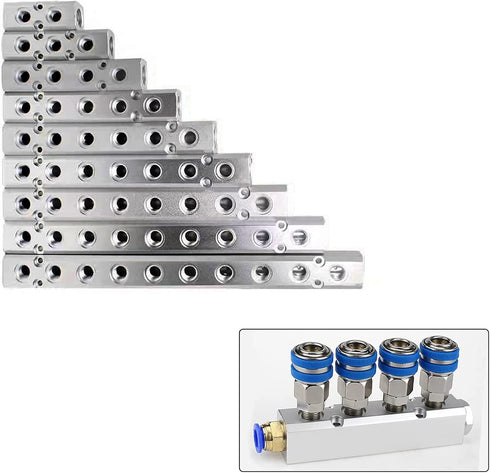 4 Way Pneumatic Manifold Air Distribution Block, G1/2 Supply Port, G1/4-Inch Output Port,Pneumatic Air Compressor Manifold Fitting?Aluminum Alloy?...