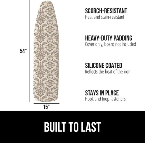 The Original GORILLA GRIP Ironing Board Cover and Pad, Silicone Coating, Thick Scorch Resistant Padding, Heavy Duty Iron Covers Standard Boards, H...