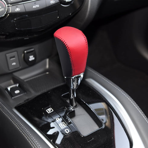 Compatible with DIY Genuine Leather Gear Shift Knob Cover Interior Accessories Protective Cover for Nissan Rogue 2014 2015 2016 2017 2018 2019 202...