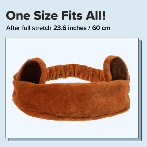 I DEW CARE Face Wash Headband - Brown Bear | Animal Head band for Face Washing & Skincare, Spa Day, Soft & Fuzzy, Cute for Makeup, Shower, Teen Gi...
