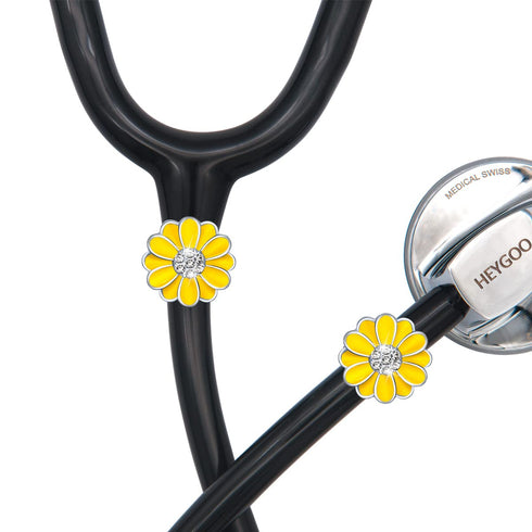 2 Pack Sunflower Bling Stethoscope Charms, Unique Stethoscope Id Name Tag for Doctor Nurse Christmas Gift...