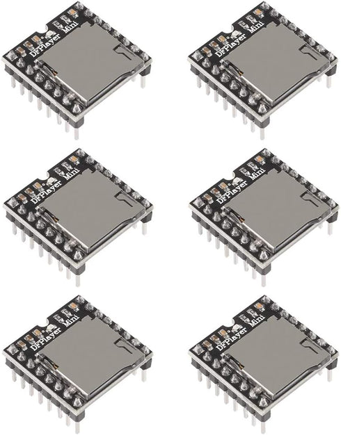 AITRIP 6PCS Mini MP3 Player Audio Module MP3 Voice Decode Board DFPlayer with TF Card Slot, it can be Controlled Through Serial Port or I/O Port f...