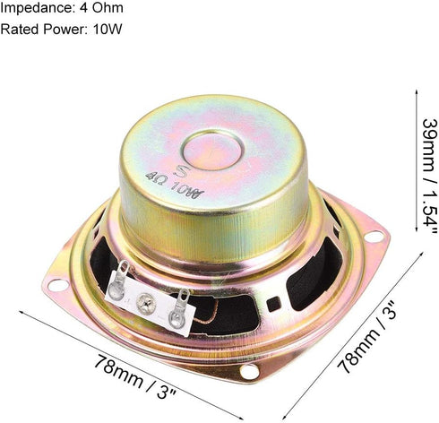 uxcell 10W 4 Ohm 3 Inch 78x78x39mm Anti-Magnetic Speaker Tweeter Speakers 2pcs...