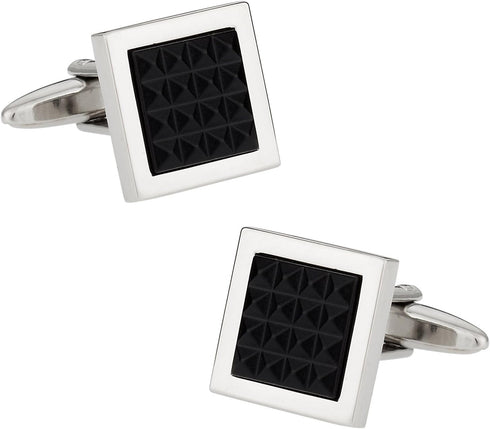 Black Crystal Grid Cufflinks with Presentation Box...