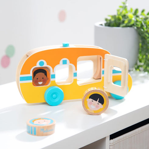 Melissa & Doug GO Tots Wooden Roll & Ride Bus with 3 Disks - FSC Certified...
