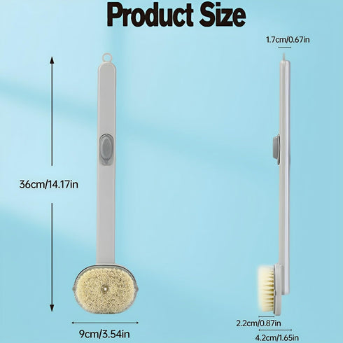 2 Pack Back Scrubber for Shower, Long Handle Bath Massage Cleaning Brush, Family Essentials Long Handle Back Shower Bath Soap Dispenser Massage Cl...