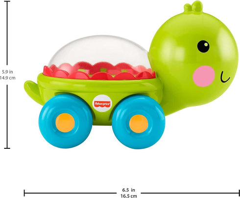 Fisher-Price Baby Crawling Toy Poppity Pop Turtle Push-Along Vehicle with Ball Popping Sounds for Infants Ages 6+ Months...