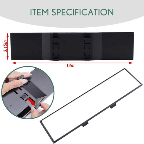 Rear View Mirror, Universal Interior Clip-on Wide Angle Mirror, Panoramic Flat HD Rearview Mirror, Anti Glare, Clear Tint, Accessories for Car SUV...
