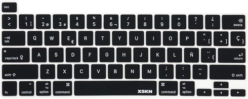 XSKN Spanish Language Black Silicone Keyboard Cover Skin for 2019 New MacBook Pro 16 inch A2141 and 2020 New MacBook Pro 13.3 inch A2338 M1/A2251/...