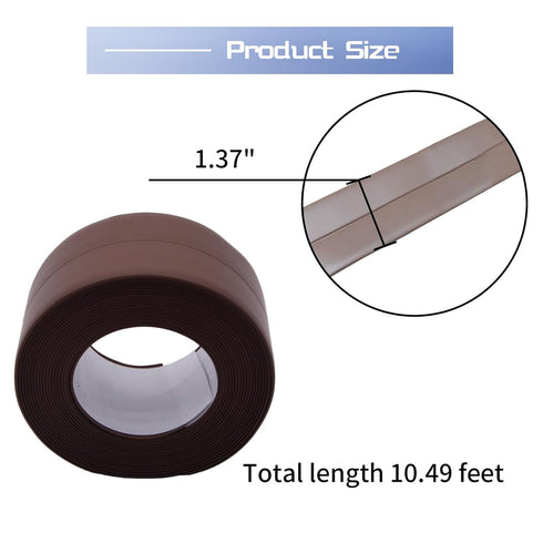 Waterproof Caulk Tape Sealant Strip, 1.5"W x 10.5'L PVC Sealing Tapes for Kitchen Bathroom Bathtub Countertop Toilet Sink (Brown)...