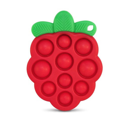 RaZbaby RaZberry Pop Teether for Babies 3 Months & Up - Natural Raspberry Shaped Designed with Soft BPA Free Silicone Poppers - Textured for Senso...