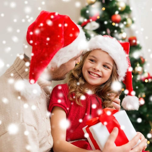 LOKIPA Christmas Santa Hat for Kids, Soft Plush Xmas Santa Hat for kids with Thicken Classic Fur (15X11 Inch for Age 3+ Child)...