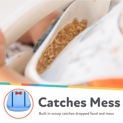 Nuby 3D Soft Silicone Baby Bib with Scoop - Silicone Bib for Toddlers and Babies 6+ Months - Suspenders and Bow Tie...