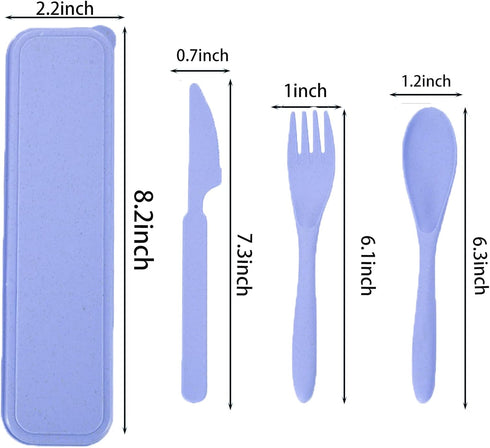 Reusable Travel Utensils Set with Case, Portable Wheat Straw Cutlery Set, BPA-Free and Eco-friendly Knife Spoon Fork, Travel Utensils for Office, ...