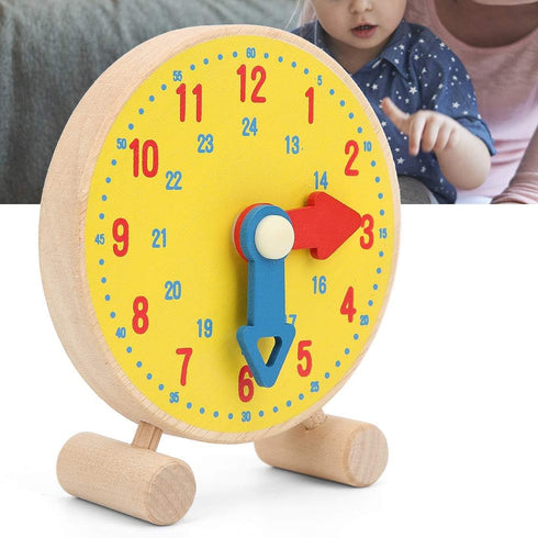 Toddler Teaching Clock, Wooden Clock Toy Numbers Clock Model Toy Time Learning Clock Learning to Tell Time Educational Kindergarten Toy for Childr...