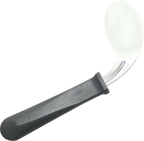 Rehabilitation Advantage Right Handed Grip Easy Coated Offset Spoon, Gray...